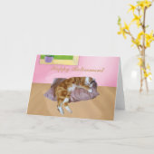 Carte Cute Cat Napping Bonne Retraite (Fleur jaune)