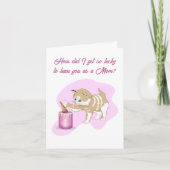 Carte Cute Cat Swiping à la fête des mères gâteau (Devant)