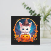 Carte Cute Cat Witch Pumpkin (Debout devant)