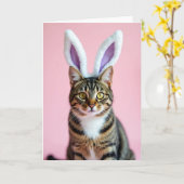 Carte Cute Cat With Ears Portrait Card (Fleur jaune)