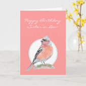 Carte Cute Chaffch, Birthday Sister - in-law (Fleur jaune)