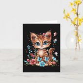 Carte Cute Chat Avec Fleurs I Kids Chat (Fleur jaune)