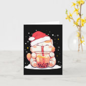 Carte Cute Chat Boba Lait Buble Thé Noël Santa Chapeau (Fleur jaune)
