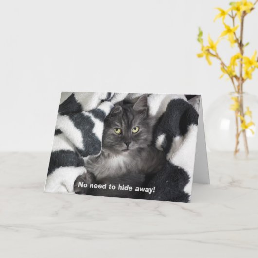 Carte Cute Chat caché Anniversaire (Fleur jaune)
