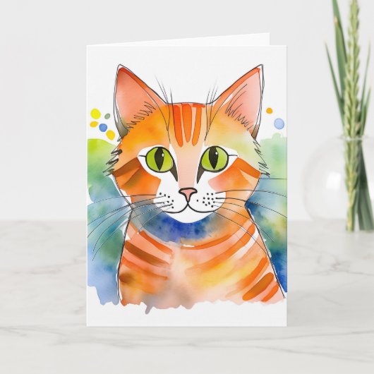 Carte Cute chat Orange Tabby (Devant)