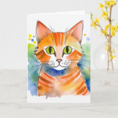 Carte Cute chat Orange Tabby (Fleur jaune)