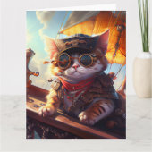 Carte Cute Chat Pirate Steampunk (Devant)