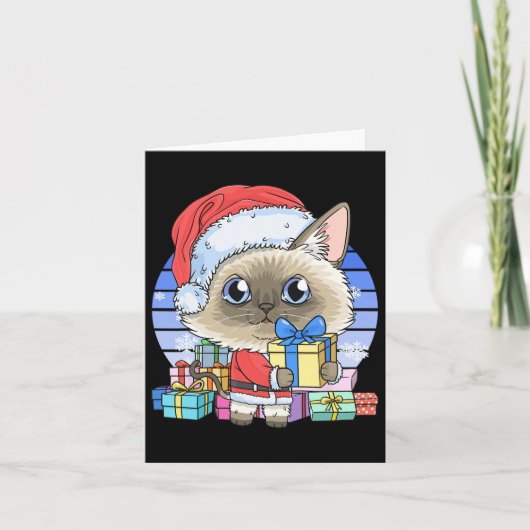 Carte Cute chat siamois Santa Claus Noël Noël Noël Noël (Devant)