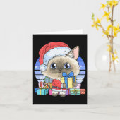 Carte Cute chat siamois Santa Claus Noël Noël Noël Noël (Fleur jaune)