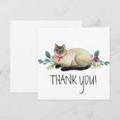Carte Cute chat siamois sur Merci blanc (Devant / Derrière)