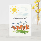 Carte Cute chats casquettes graduation personnalisable c (Fleur jaune)