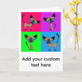 Carte Cute chats siamois (Fleur jaune)