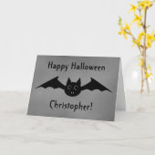 Carte Cute chauve-souris vampire Halloween avec de grand (Fleur jaune)