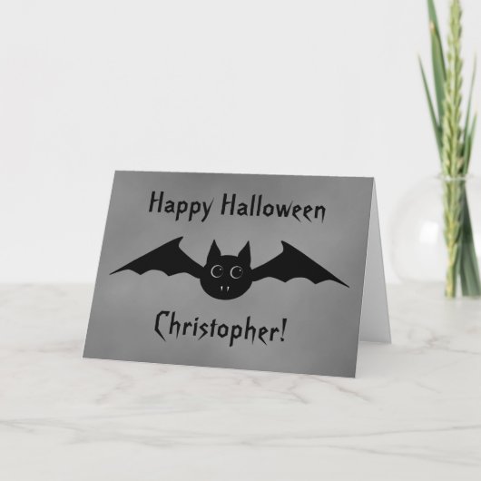 Carte Cute chauve-souris vampire Halloween avec de grand (Devant)
