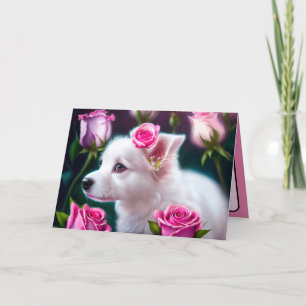 Carte Cute Chien Et Collection Rose