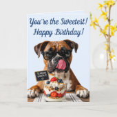 Carte Cute Chien & Sweets Anniversaire (Fleur jaune)