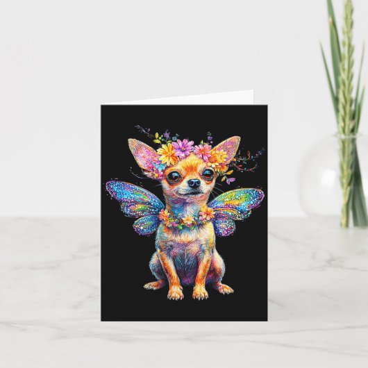 Carte Cute Chihuahua Dog Angel With Wings (Devant)