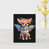 Carte Cute Chihuahua Dog Angel With Wings (Fleur jaune)