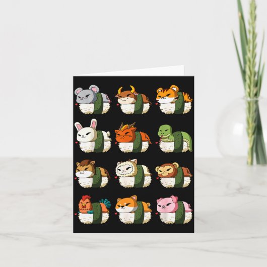 Carte Cute Chinese Zodiac Animal Signs Lunar New Year Su (Devant)
