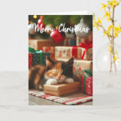 Carte Cute Christmas Calico Kitten Holiday Greeting  (Fleur jaune)