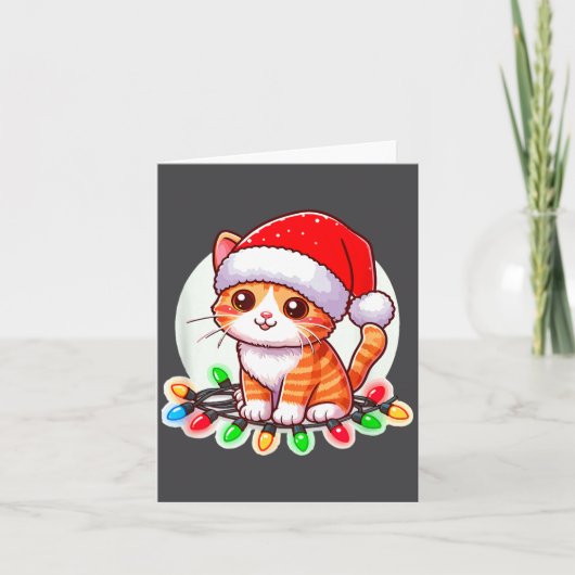 Carte Cute Christmas Cat In Santa Hat (Devant)
