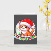 Carte Cute Christmas Cat In Santa Hat (Fleur jaune)