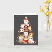 Carte Cute Christmas Cats Tree Lights Holiday Kittens Il (Fleur jaune)