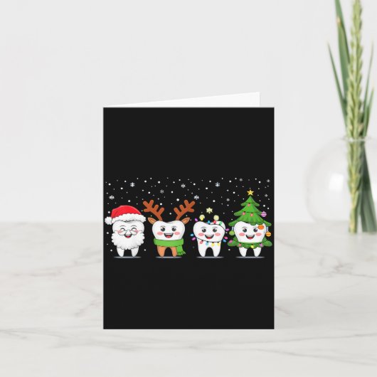 Carte Cute Christmas Dental Tooth Characters Fun Holiday (Devant)