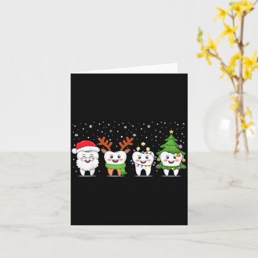 Carte Cute Christmas Dental Tooth Characters Fun Holiday (Fleur jaune)