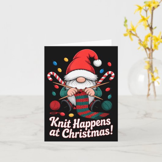 Carte Cute Christmas Knitting Gnome Yarn Xmas For Men Wo (Fleur jaune)