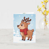 Carte Cute Christmas Reindeer (Fleur jaune)