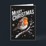 Carte Cute Christmas Robin Merry Xmas Snow Scene Gardene<br><div class="desc">Cute Christmas Robin Merry Xmas Snow Scene Gardeners Birds Premium Tri-blend</div>