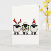 Carte Cute Christmas Sheep Greeting Card (Fleur jaune)