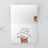 Carte Cute Christmas Squirrél Holding Acorn Card (Intérieur)