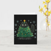 Carte Cute Christmas Tree Cat Funny Holiday Snowflake (Fleur jaune)