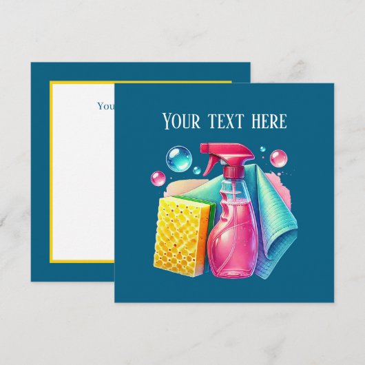 Carte Cute cleaning business customizable Flat card (Devant / Derrière)