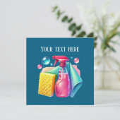 Carte Cute cleaning business customizable Flat card (Debout devant)