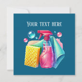 Carte Cute cleaning business customizable Flat card (Devant)