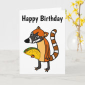 Carte Cute Coati Mundi manger Taco Cartoon (Fleur jaune)