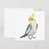 Carte Cute Cockatiel Aquarelle Parrot. (Devant / Derrière)