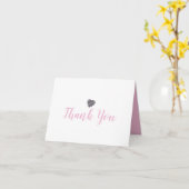 Carte Cute Coeur de caillou rose Merci de script (Fleur jaune)