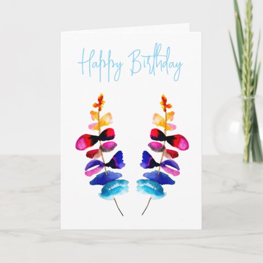 Carte Cute colorful leaves watercolor (Devant)