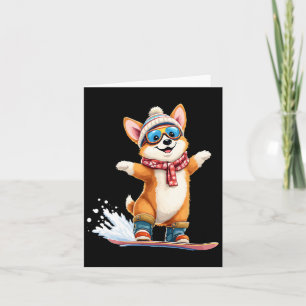 Carte Cute Corgi Snowboard Sports d'hiver