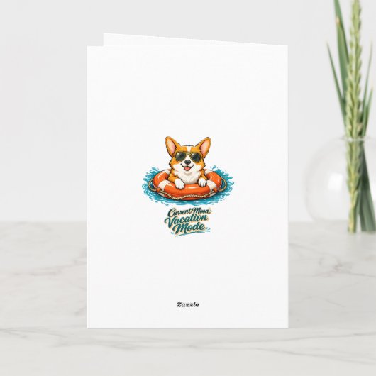 Carte Cute Corgi "Vacation Mode" Summer Design (Dos)