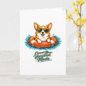 Carte Cute Corgi "Vacation Mode" Summer Design (Fleur jaune)