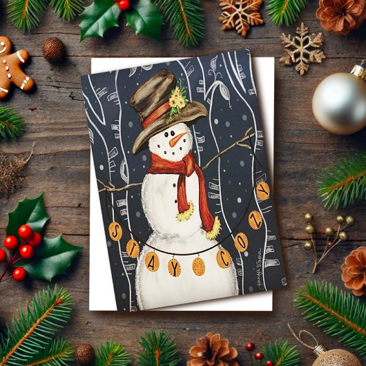 Carte Cute Cosy Snowman Noël Inspirivée