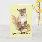 Carte Cute Cougar Cub Se bien Bientôt pour Customiser (Fleur jaune)