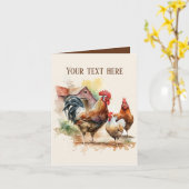 Carte Cute Country ferme poulets ajouter le nom (Fleur jaune)
