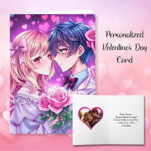 Carte Cute Couple Anime Personnalisé Saint Valentin
