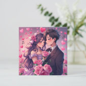 Carte Cute Couple Anime Personnalisé Saint Valentin (Debout devant)